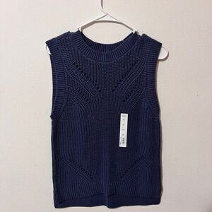 Navy Sleeveless Knit Top